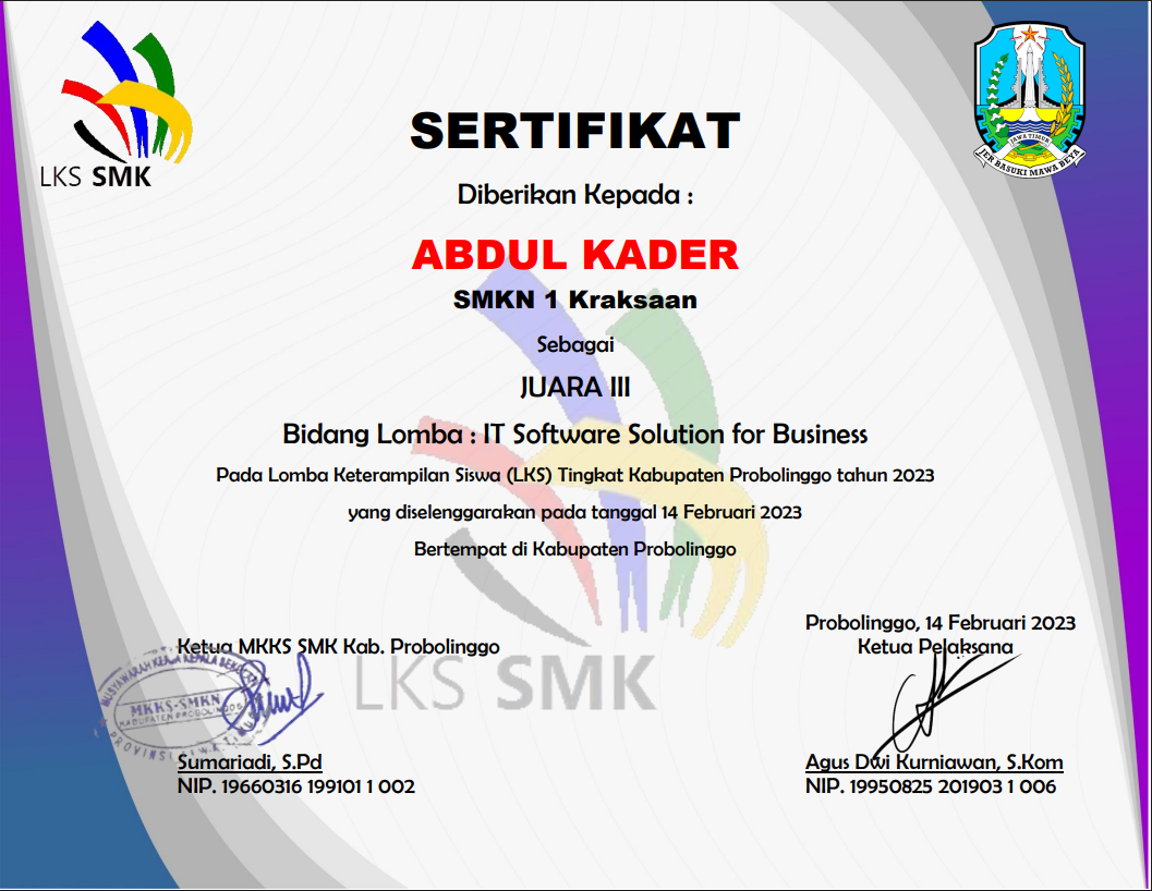 LKS Probolinggo — Juara 3 IT Software